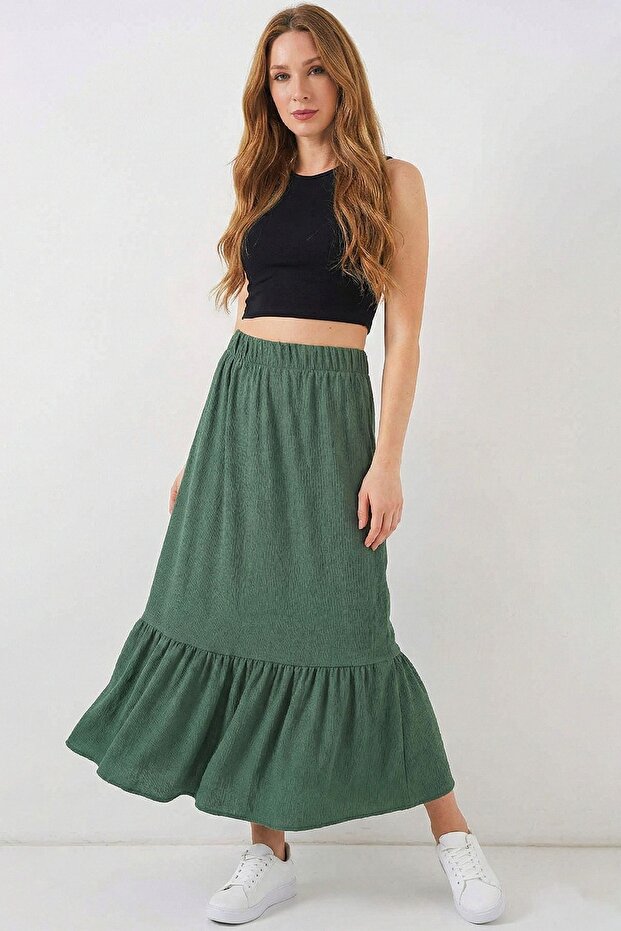 Bdart Textured Long Knitwear Skirt with Flexible Waist