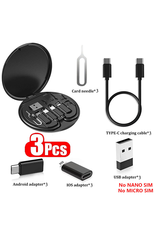 مجموعة كابلات محول شحن USB من النوع C إلى C بقدرة 60 وات، مكونة من 3 قطع، من USB C إلى مجموعة تحويل الإضاءة USB A & T
