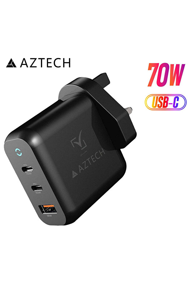 UK 70W Super Fast Charge Type C, USB and USB-a Ports Phone Charger USB C Cable For Iphone