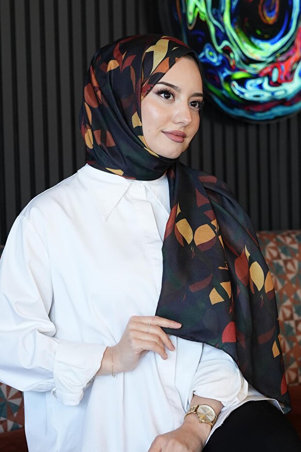 Leaf Pattern Dark Green Soft Cotton Shawl - 2
