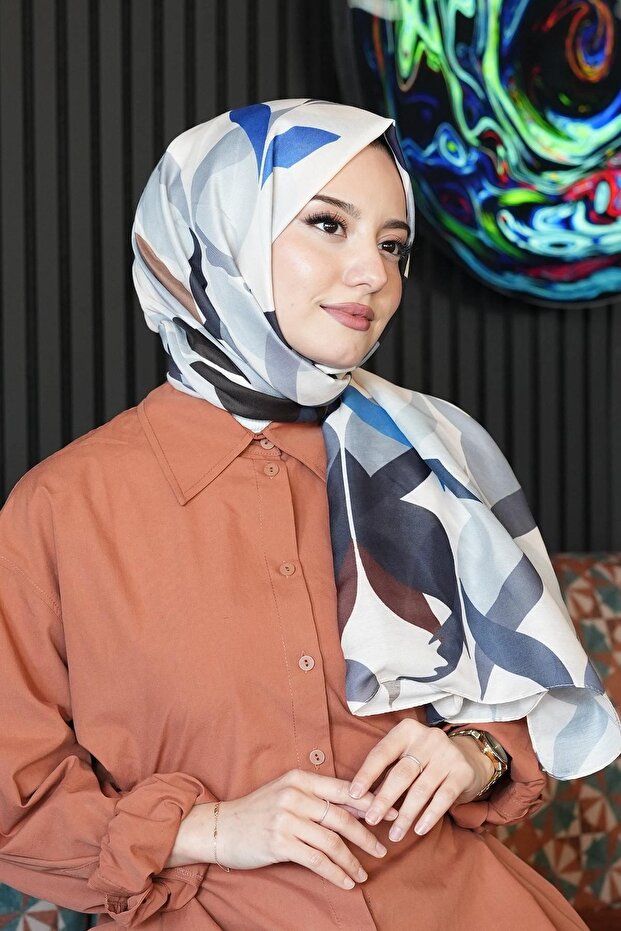 Beige Colored Abstract Patterned Cotton Shawl