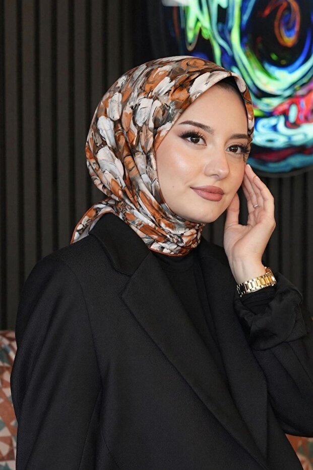 وشاح ناعم بنمط الورد التجريدي قطن