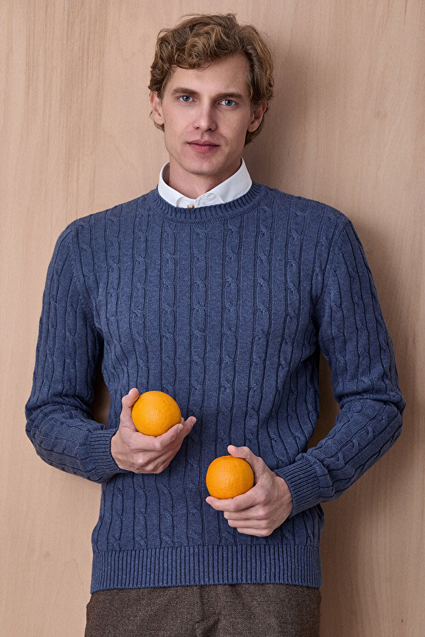 Kalanı Indigo 100% Cotton Crew Neck Knitwear