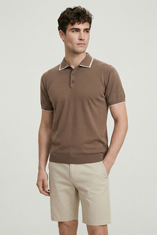 Colmenares Beige 100% Cotton Polo T-Shirt
