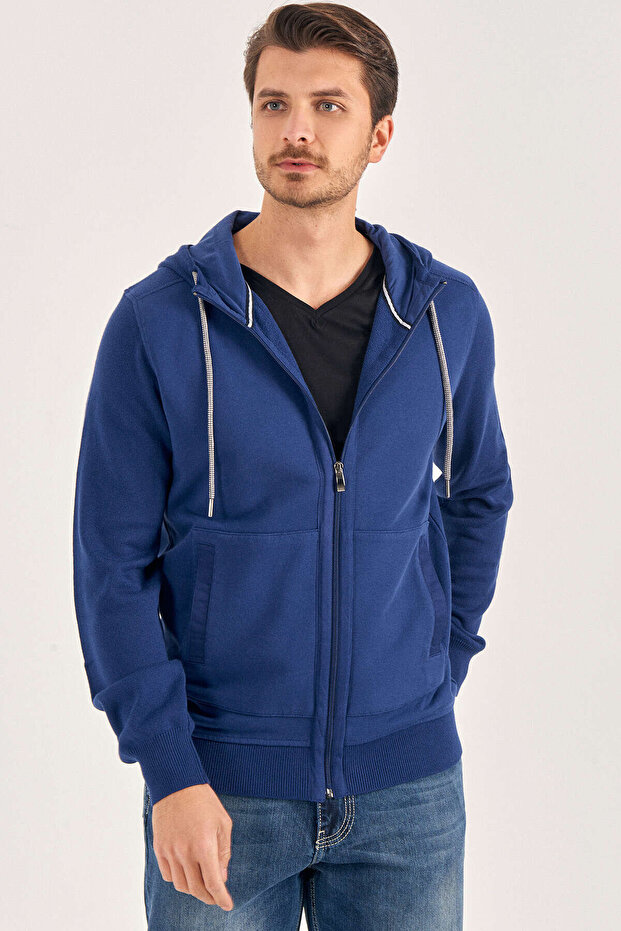 Marpoli Garment Indigo 100% Cotton K Hooded Sweatshirt