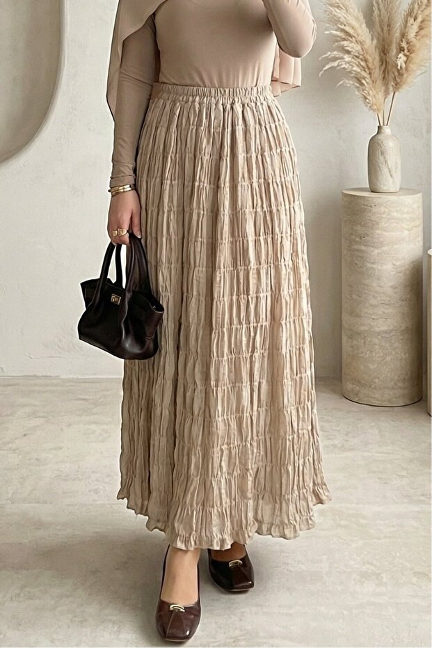 Lined Gipeli Modal Skirt -Beige