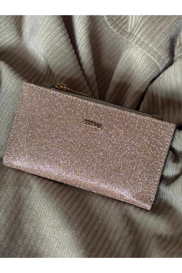 Rose Gold Simli Multi-Compartment Women's Wallet & Card Holder