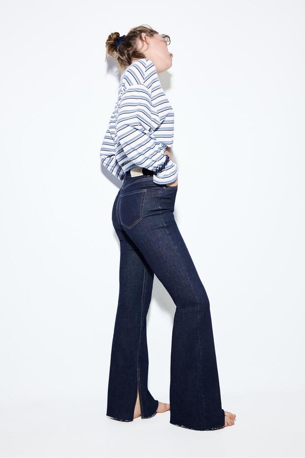 D74 slim fit İspanyol paça jean - 1
