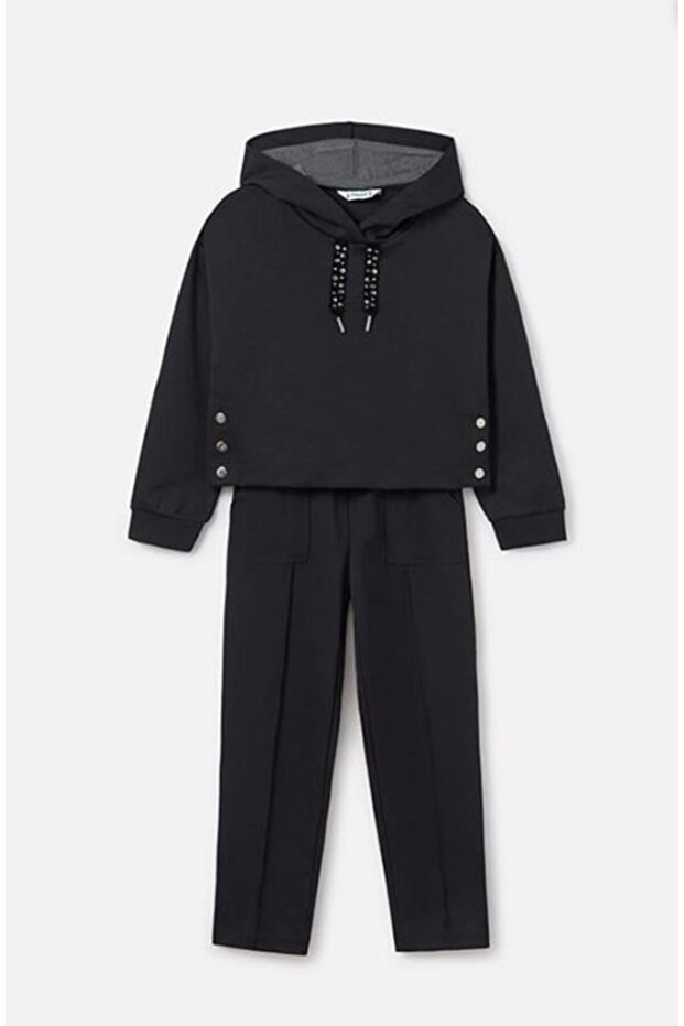 Girl's 7846 Roma Stıtch Double Tracksuit Set Gkm0015 Black