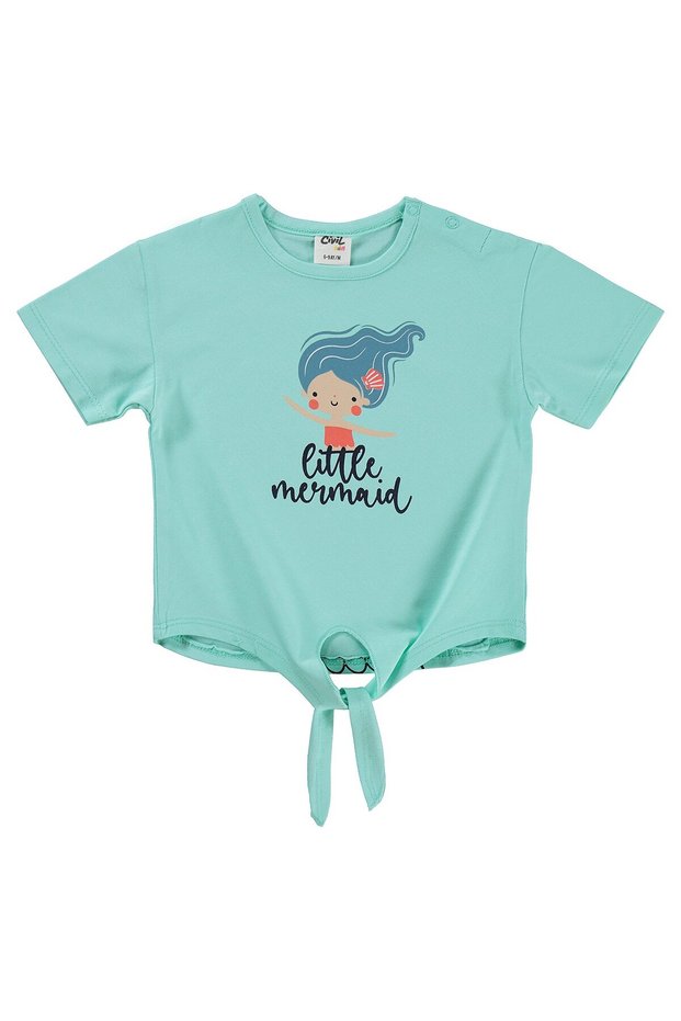 Little Mermaid Printed Tie-Up T-Shirt for 6-18 Months - Green