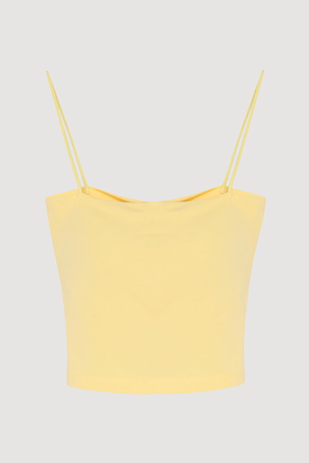 Modal Crop Basic Tank Top cu bretele Galben - 1