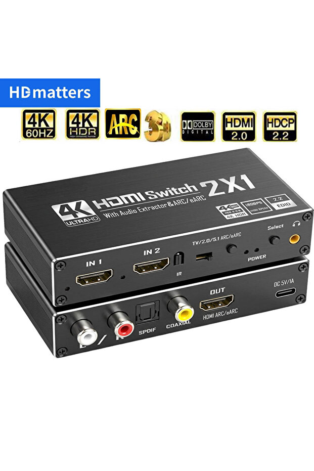 راجع الملاحظات: مستخرج صوت HDMI 2.0 ثنائي المنافذ لجهاز PS5 بدقة 4K 60Hz و5.1 قناة، ومحول HDMI 2.0b وHDMI ARC.