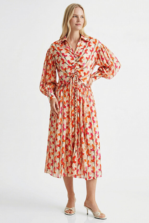 Rochie cămașă midi cu mânecă lungă - 1