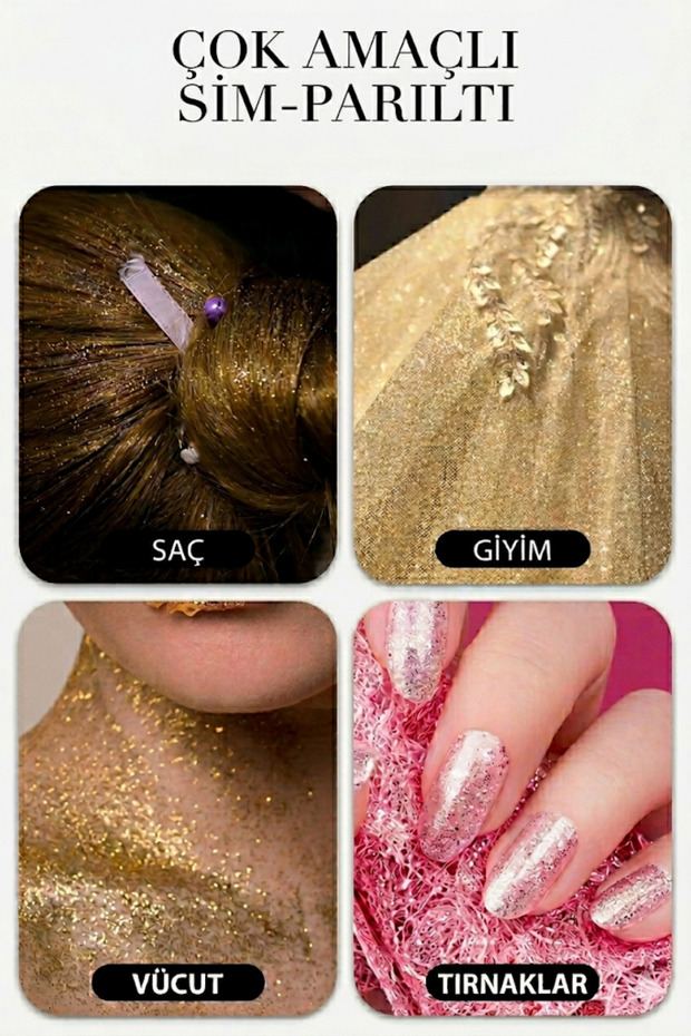 Glitter Spray GRİ - Saç ve Cilt İçin Işıltı Spreyi - 2