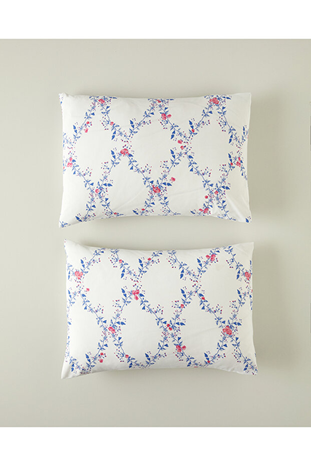 Floral Slice 2-Piece Pillow Case Dark Blue