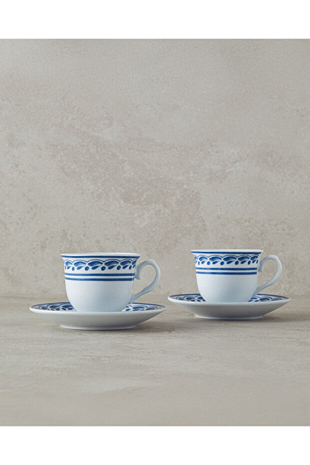 Axis Porcelain Coffee Cup Set for 2 People Navy Blue - 80 ml