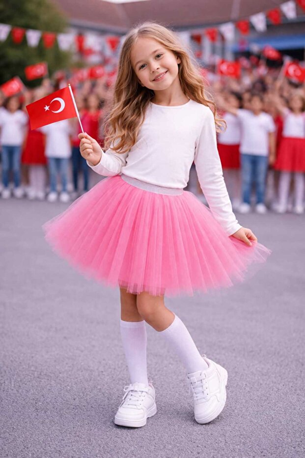 Girl's Lined Tulle Tutu Skirt with Elastic Waist