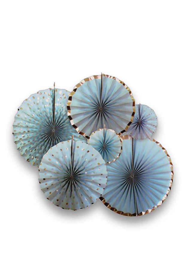 Fan Glazed Blue Set of 6