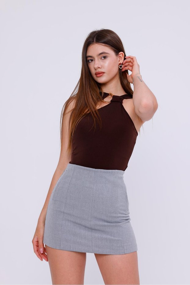 Shorts Skirt Women's Skirt with Shorts Mini Normal Waist Back Shorts Look Gray