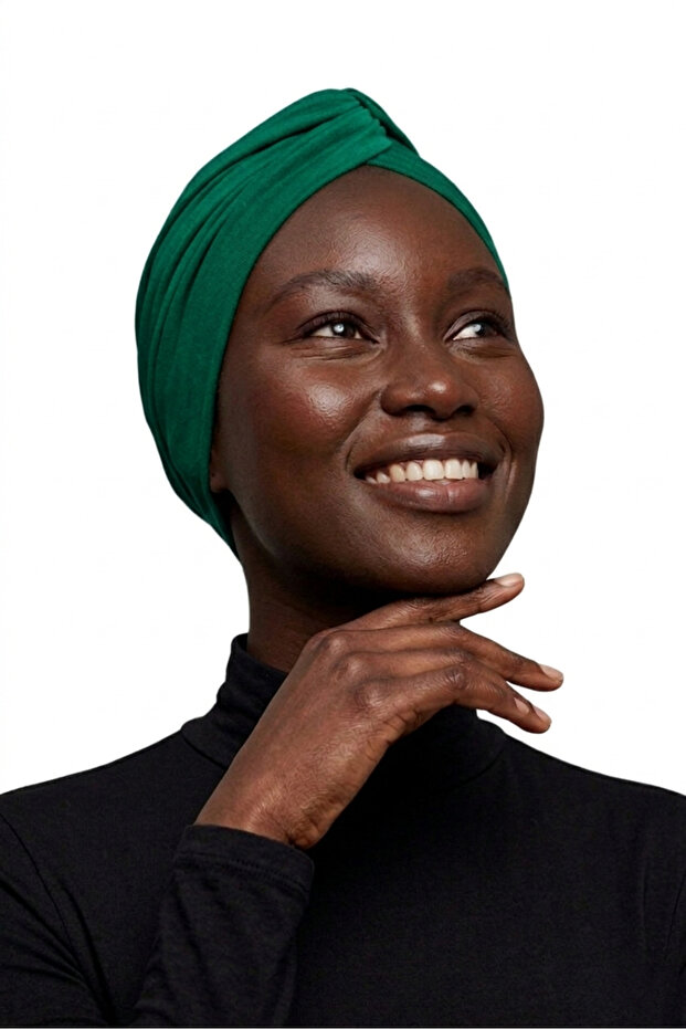 Green Ready-made Hijab Hijab Outdoor and Pool Cap with Cross Hooks