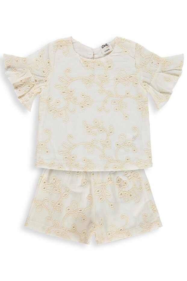 Brode Single Jersey Shorts Set for 6-18 Months - Ecru