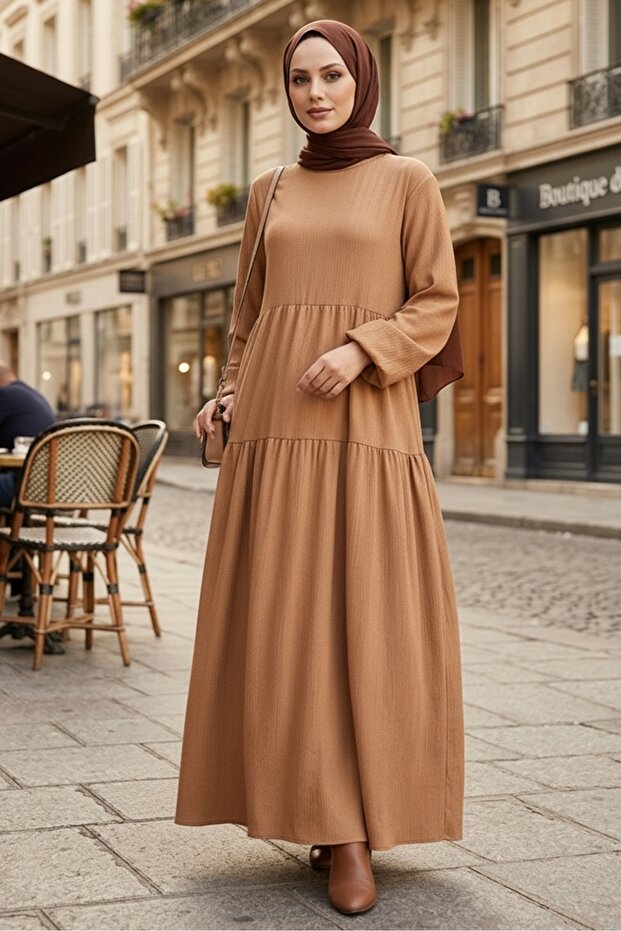Elay Full Length Wrinkled Dress 1251 - Mink