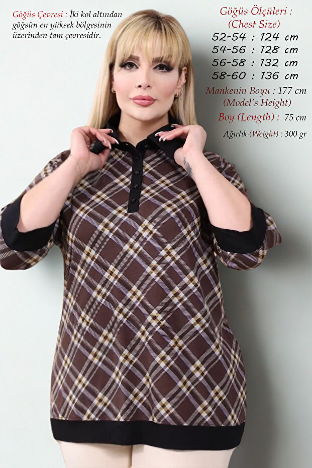 Large Size Women's Summer Combed Cotton Anti-Sweat High Quality Knitted Fabric Patterned Collared Viscose Mother Blouse