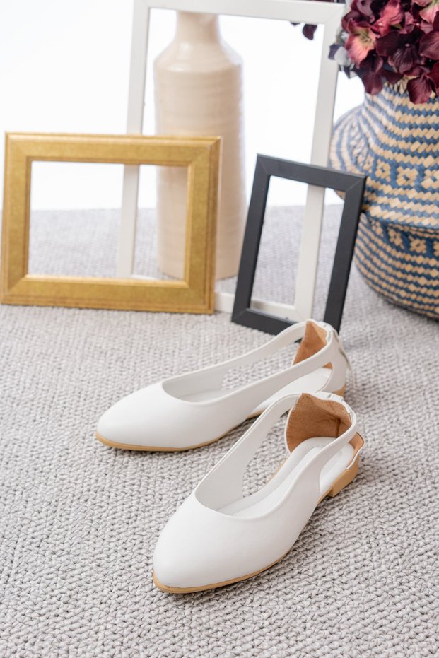 Women's Leather Open-Side Ballet Flats for Home and Outdoor Wear