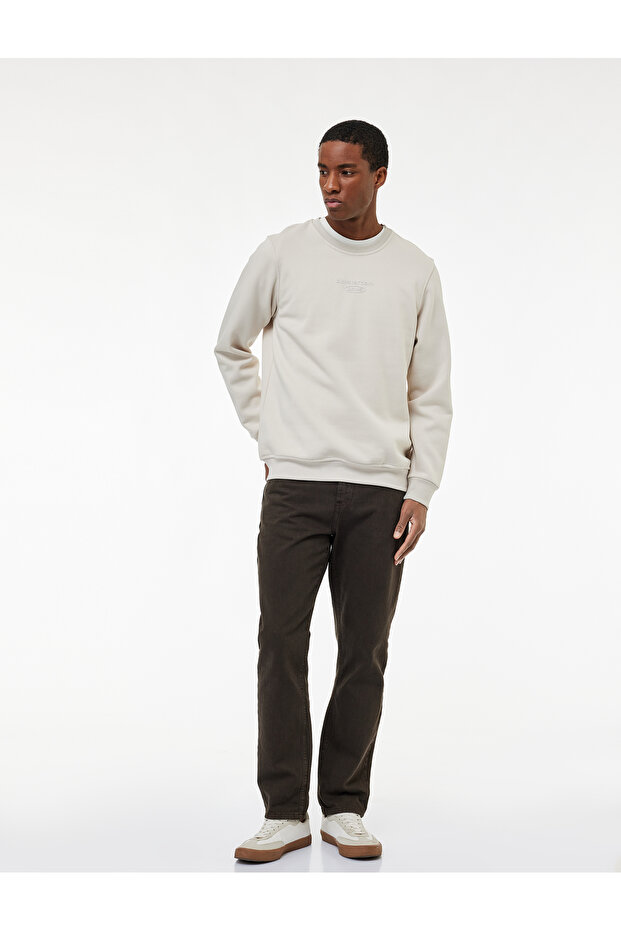Long Sleeve Crew Neck Brushed Inside Printed Sweatshirt