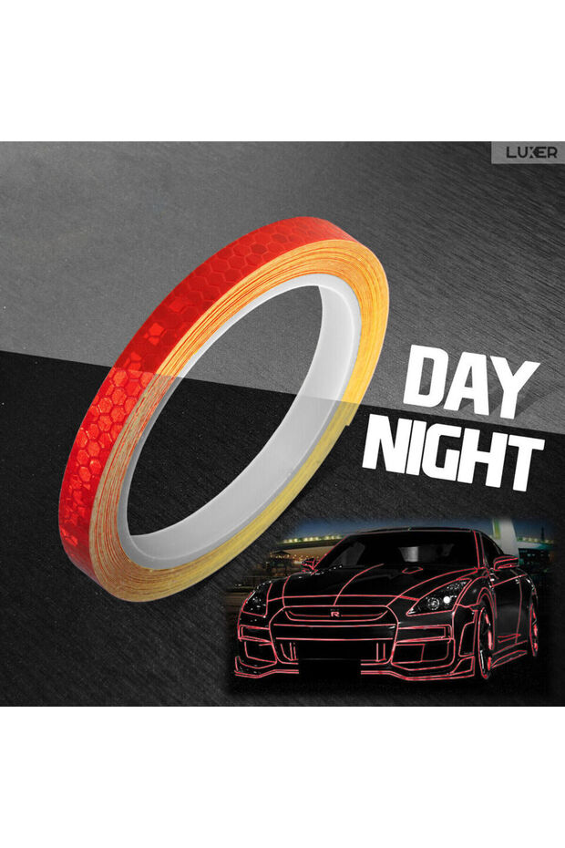 Universal Self-Adhesive Reflective Tape, Hexagonal Pattern, 8 Meters, Red