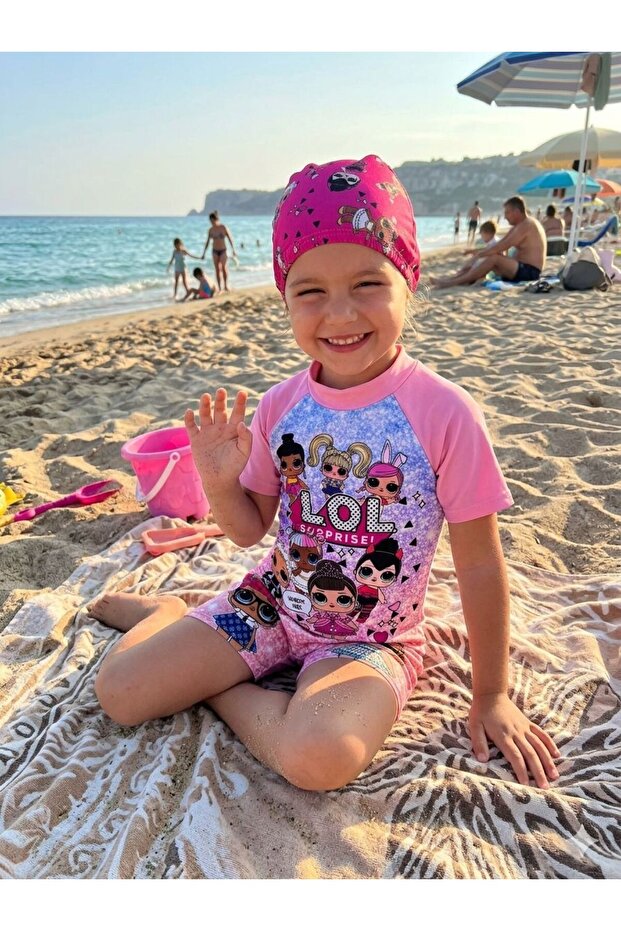 Girl's Character Printed Boneli Jumpsuit Swimsuit