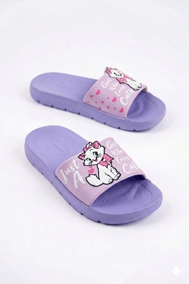Girl's Summer Cat Lady Pu Comfortable Sole Home Bathroom Pool Beach Slippers