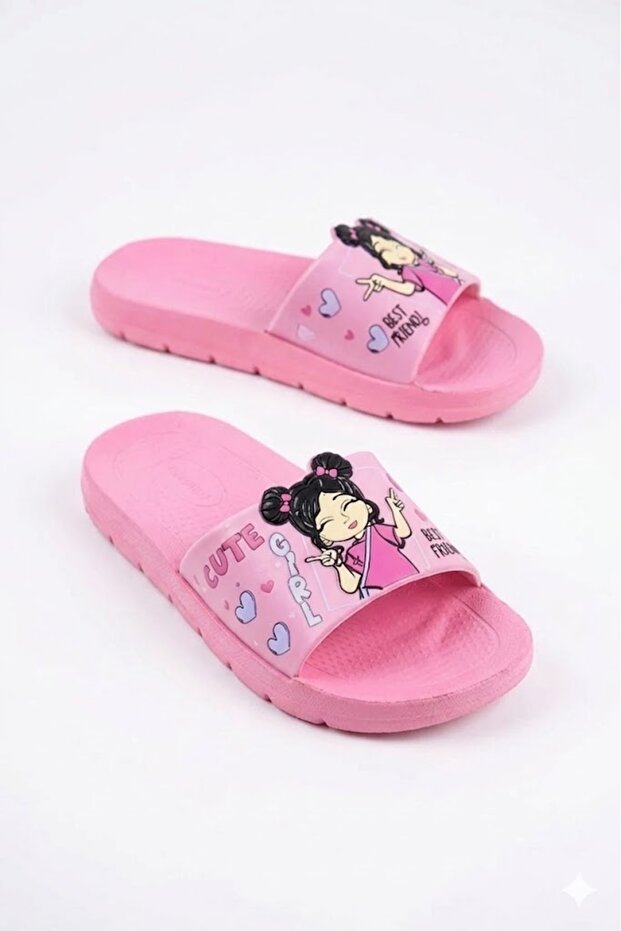 Girl's Summer Cat Lady Pu Comfortable Sole Home Bathroom Pool Beach Slippers
