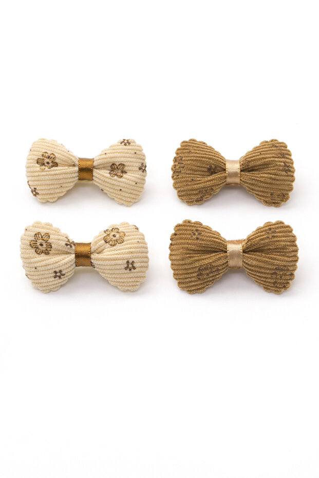 Girl's Bow Side Buckle Set Floral Patterned Fabric Clip Buckle 2-Piece 4-Piece Hair Clip