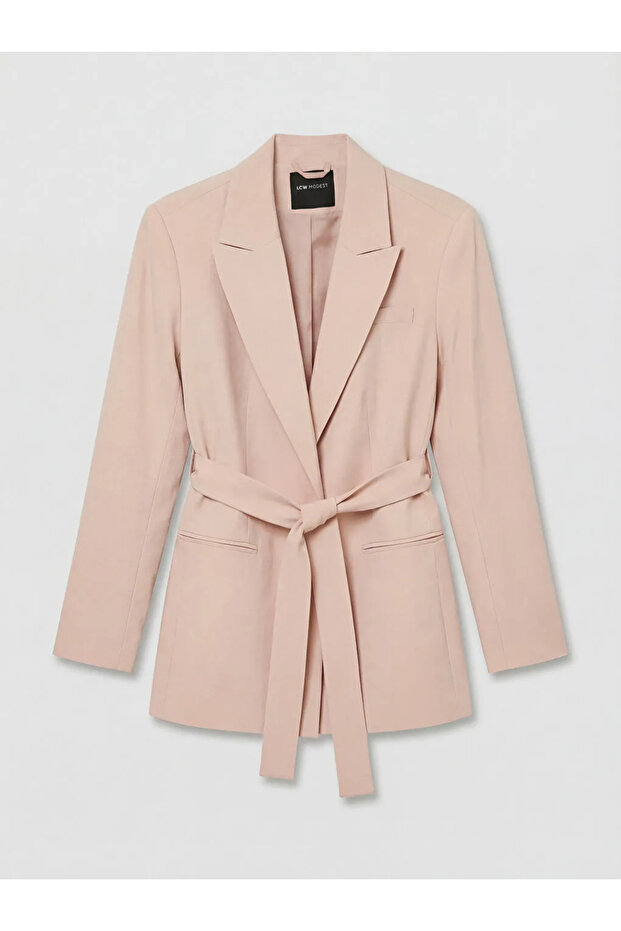 Lcw Modest Pink Women's Blazer Jacket with Belted Waist