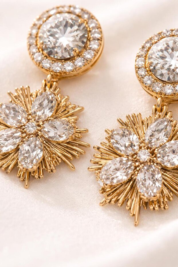 Sparkle Flower Drop Earrings