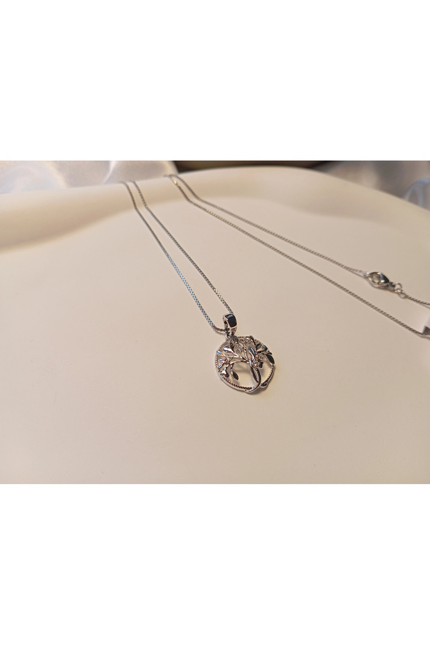 Silver Color Tree of Life Necklace - 45 cm
