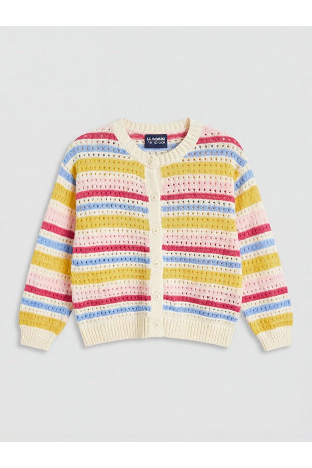Esvab • Modern & Distinctive Zero Roba Collar Striped Girls' Knitwear Cardigan