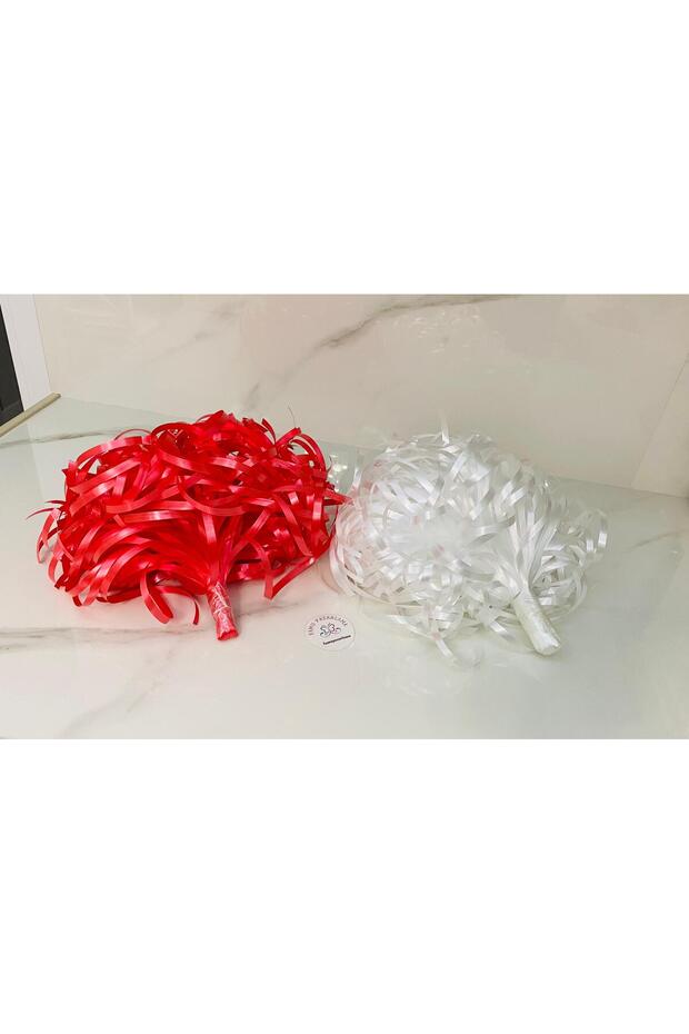 Rafya Yarn Red, White April 23, May 19 Eid Pom Poms (30 cm)