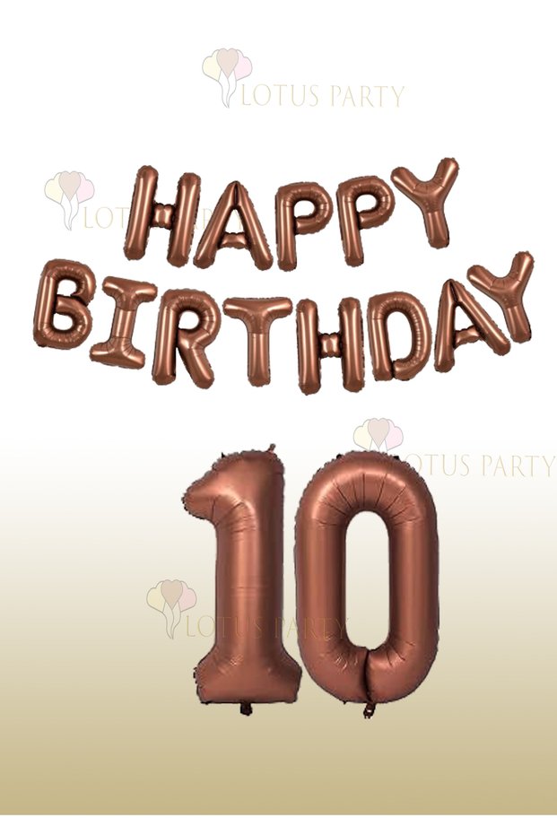 Brown Happy Birthday Foil Balloon - Brown Number Foil Balloon 1 Year Old