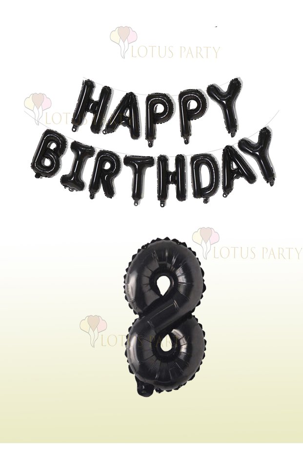 Black Color Happy Birthday Foil Balloon - Black Color Number Balloon 1 Year Old