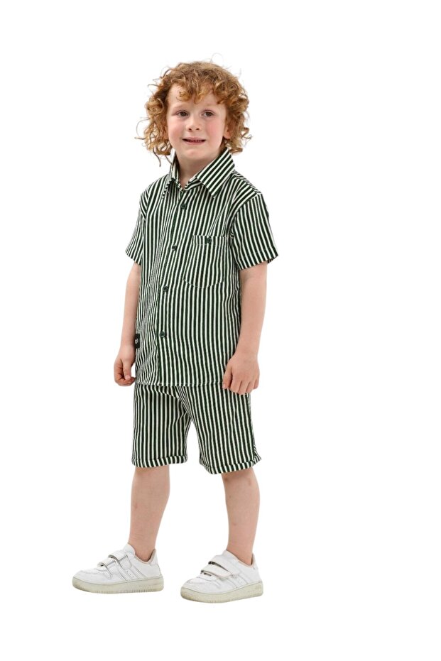Boy's Short Sleeve Linen Shirt Shorts 2-Piece Set