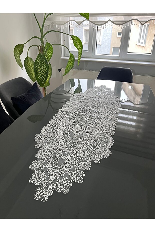French Lace Luxury Tulle Guipure Chic Single Runner 50X140 cm