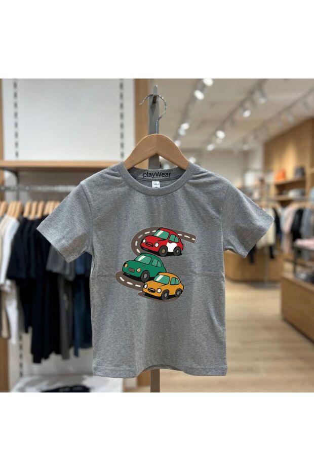 Car Printed 100% Cotton Crew Neck Kids Unisex T-Shirt 5 6 -7 8-9 10 -11 12 Years Old