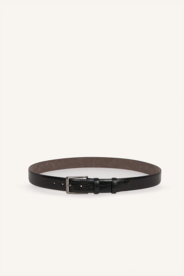 Men's Rectangular Buckle Faux Leather Classic Belt H6883Axns