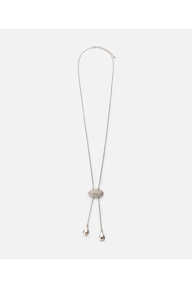 Strass taşlı sallantılı kolye