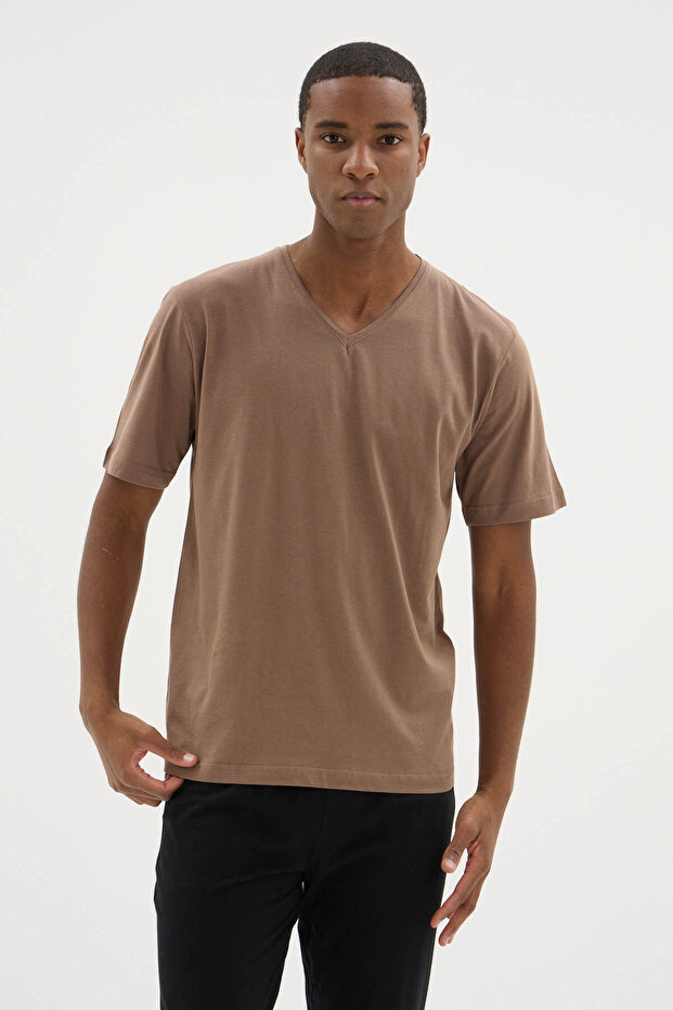 100% Cotton New Season Large Size V-Neck Men's Pajama Set