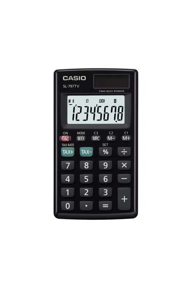 Metal Portable Basic Calculator, Black, SL-797TV