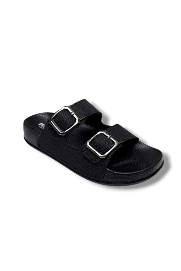 56301-26 Double Band Glitter Line Patterned Anatomical Women's Slippers