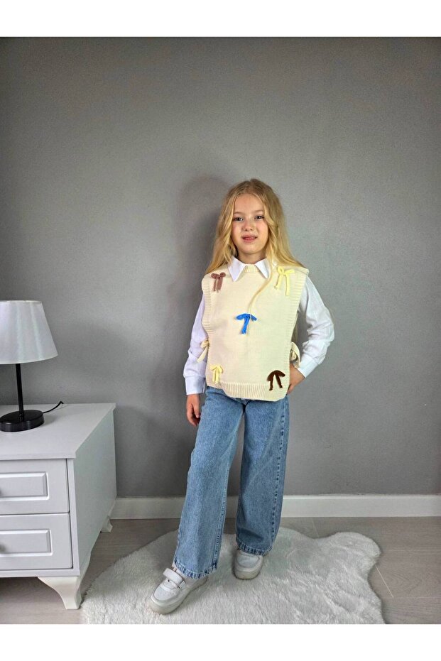 Girls' 3-Piece Sweater Set with Bow Detail